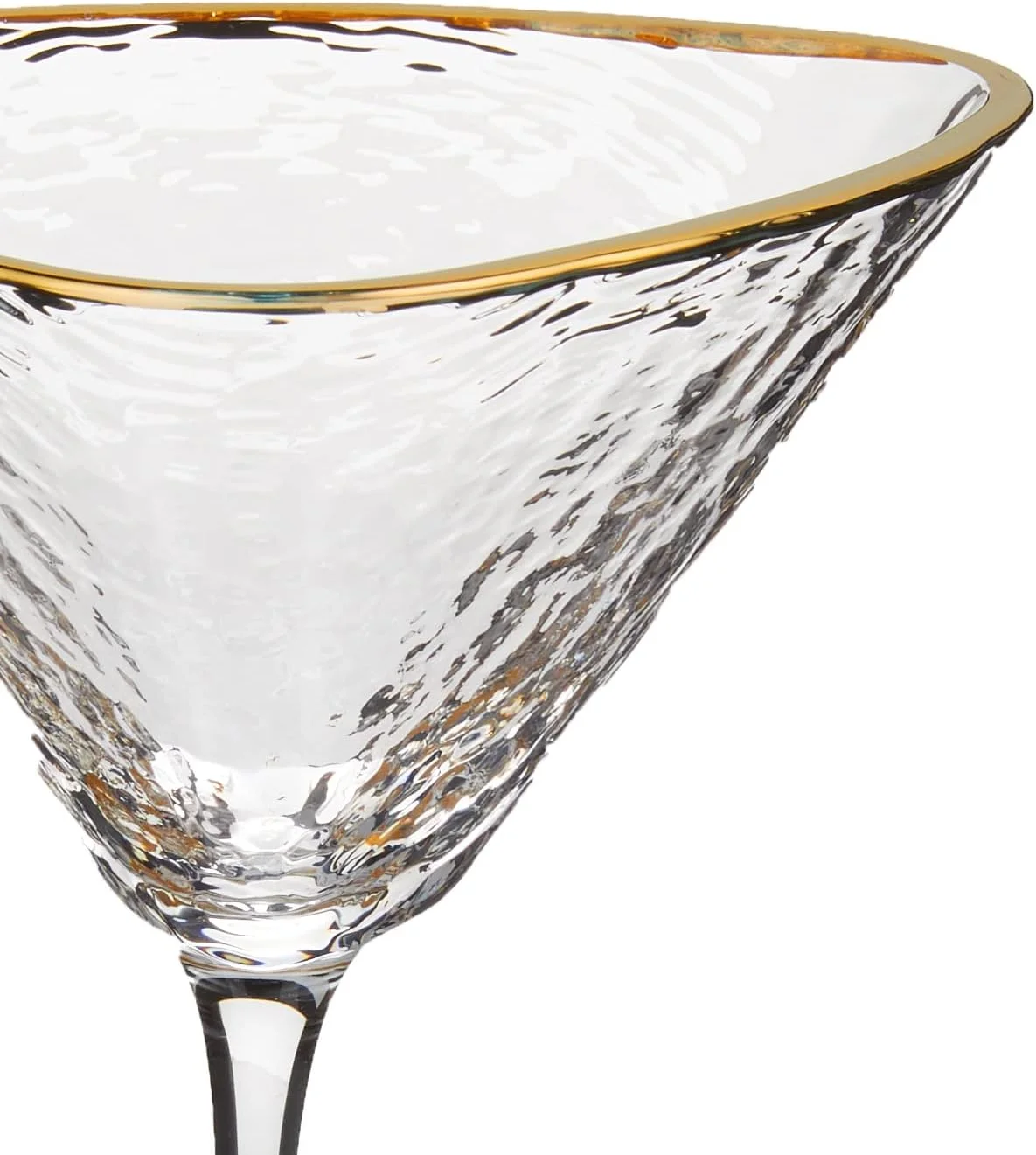 Iridescent Handmade Hammered Martini Glasses With Rim - Set Of 2 Rim Martini Glasses And 2 -Plated Cocktail Picks. Celebrate Life One Glass At A Time