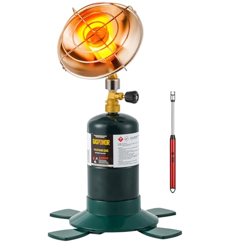 6200BTU Propane Heater with Windproof USB lighter, Gas Heater Camping, Cordless with Cylinder Stand (Fuel not included)