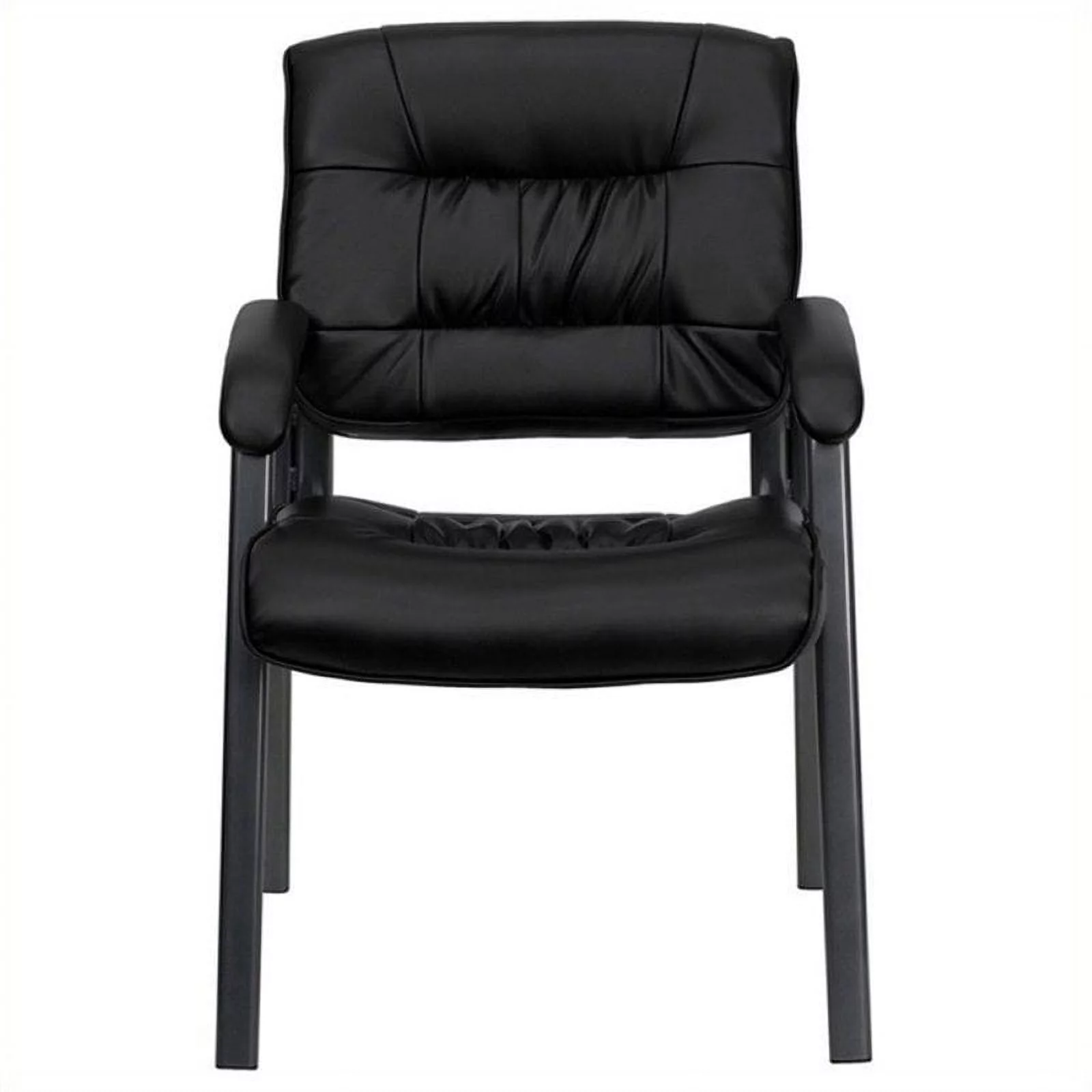 Scranton & Co Leather Guest Chair with Titanium Frame in Black
