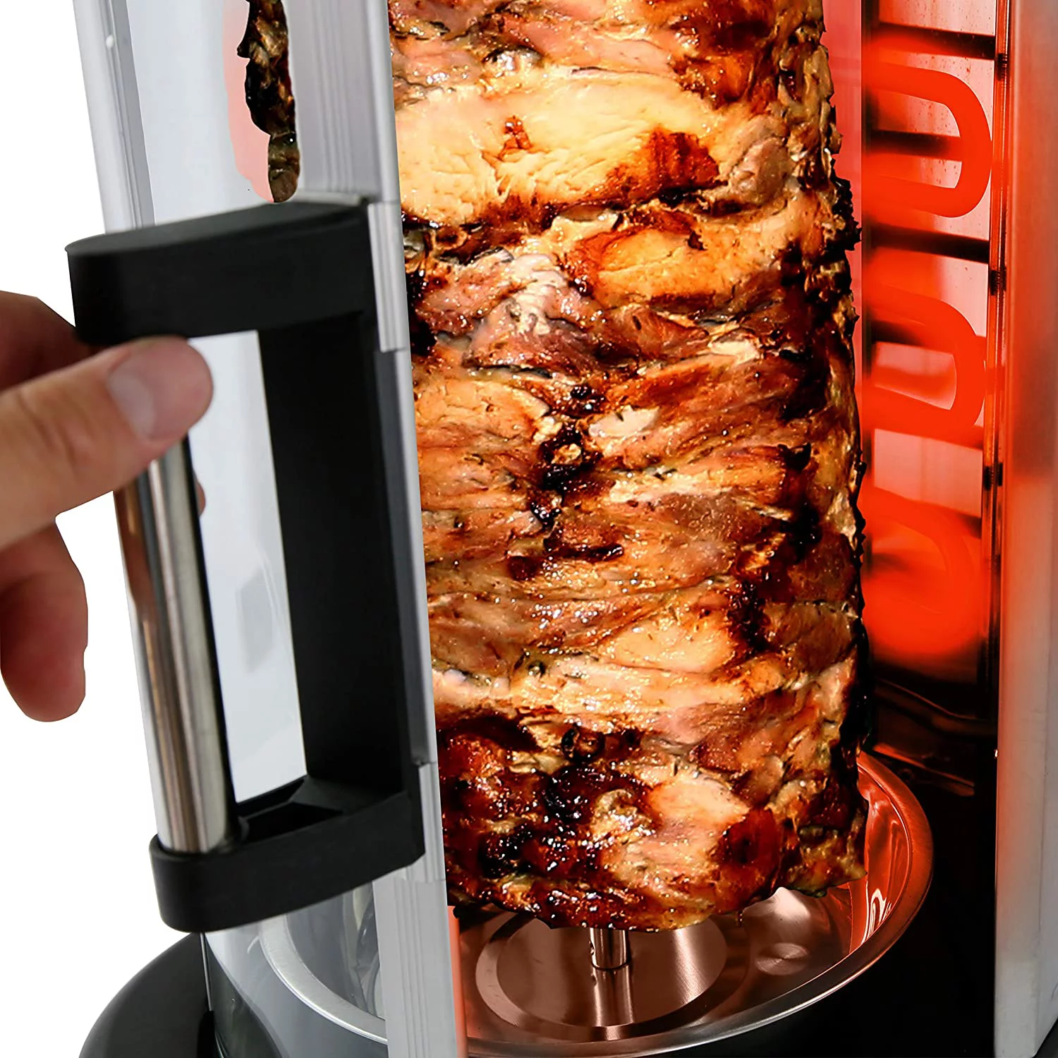 Excellent NutriChef Countertop Vertical Rotating Oven - Rotisserie Shawarma Machine  Kebob Machine  Stain Resistant & Energy Efficient W/ Heat Resistant Door  Includes Kebob Rack with