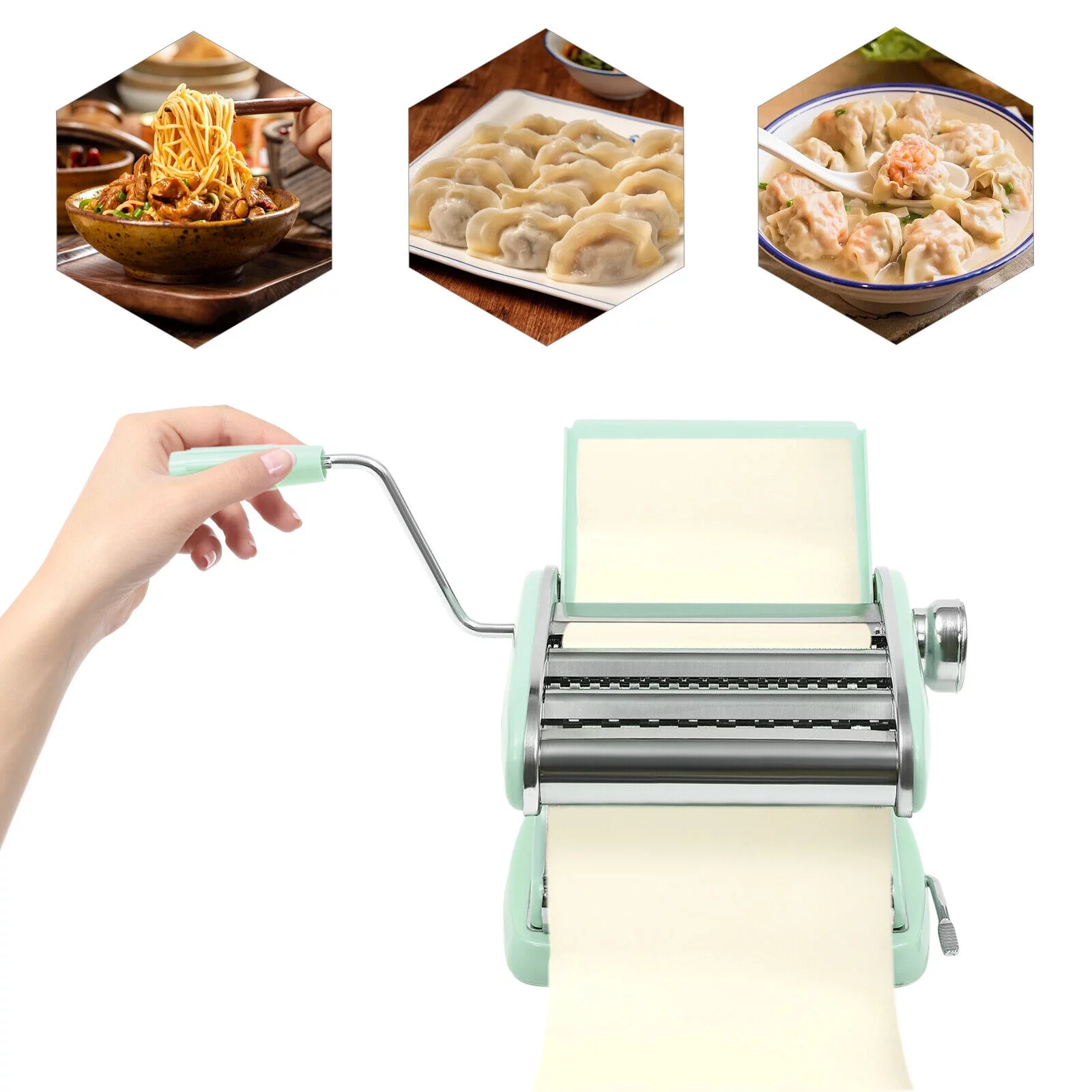 Pasta Maker & Roller Machine Noodle Spaghetti&Fettuccine Maker Health 2.36in Green