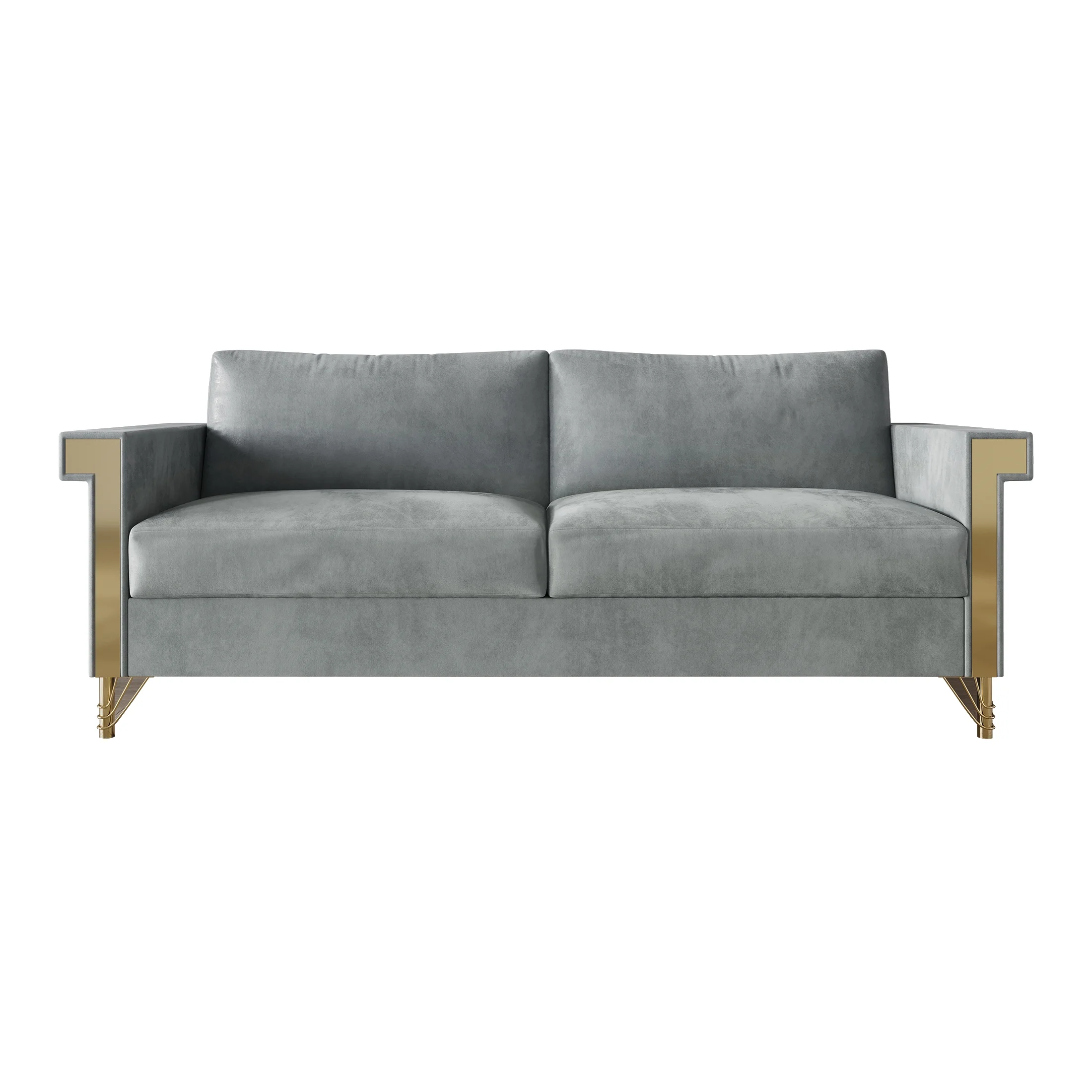 Castle Place Comtemporary Glam Velvet Upholstered Sofa, Silver Grey