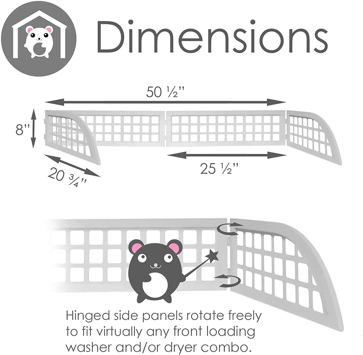 Haus Maus - The Original Laundry Guard - Keeps Laundry from Falling Behind Your Washer/Dryer - Magnetic - Fits Most Front Load Machines - 50.5