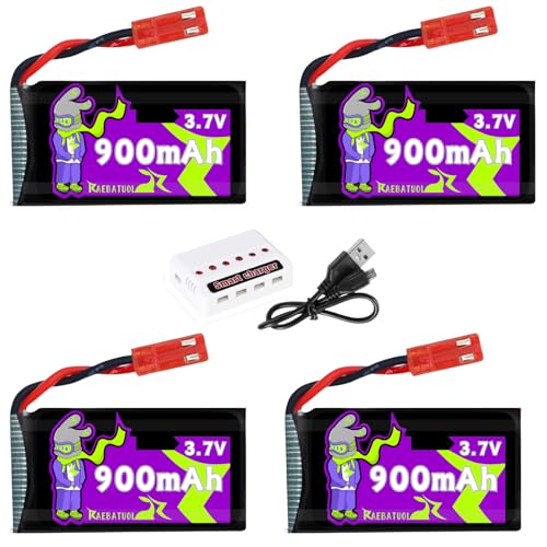 3.7V Lipo Battery 900mAh JST Plug 932540 for MJX Syma Holy Stone Sky Viper RC Quadcopter Drone X56W X400 X400W X300C X400C X800 HS110 HS200 S670 V950hd S1750 V2450 with Chargrer