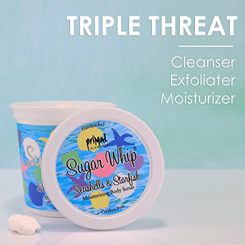 Primal Elements Sugar Scrub, Exfoliating Sugar Whip, Face and Body Cleanser, Moisturizer, Gingerbread, 10 oz Package
