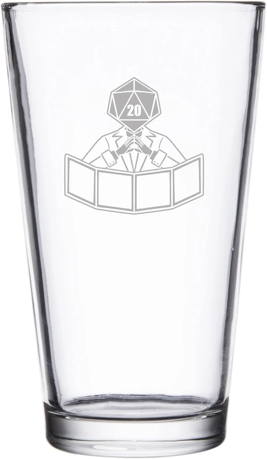 Dungeon Master Dice Head Success - Engraved Pint Glass For Beer, 16 Oz (Natural 20)