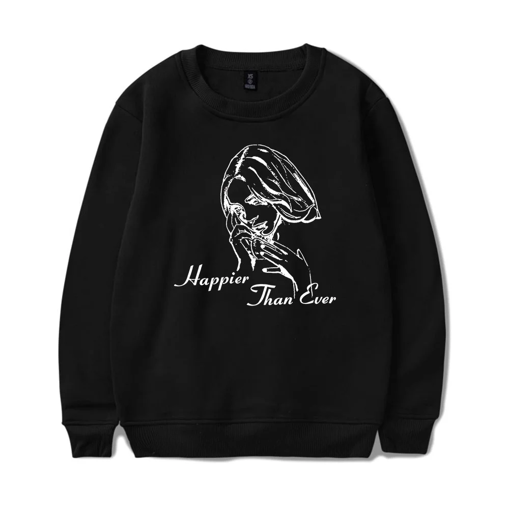 Billie Eilish Happier Than Ever Merch Crewneck Sweatshirt Man/Woman Hip Hop Hoodies Fans Sweatshirts Printed Casual Clothes