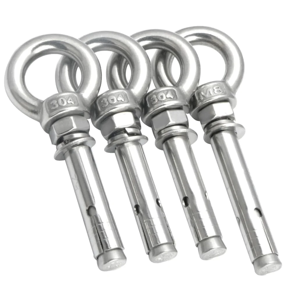 Lifting Eye Bolt,Anchor Bolts, 304 Stainless Steel Sleeve Anchor Concrete Expanding Rawl Bolts Expansion Eye Bolt Installation Artifact Hook Expansion Screws (Color : M6x80mm 4pcs)