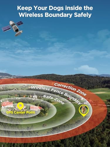 Wireless Dog Fence System, GPS Wireless Dog Collar with 3 Correction Mode, Pet Containment System with AI Smart Signal, Electric Dog Fence Collar for Outdoor Use Only(Beige)