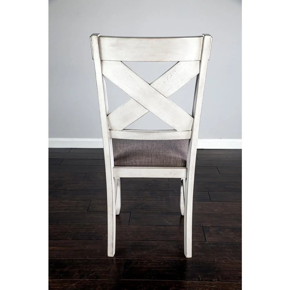 Bernards Homestead Solid Wood Cross Back Side Chair in Antique White (Set of 2)