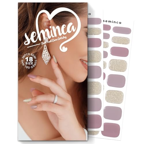 Semi Cured Gel Nail Strips-Easy Apply Christmas Gel Nail Stickers Holiday Semi Cured Manicure Strips with Sparkling Xmas Designs (Classic Yule)