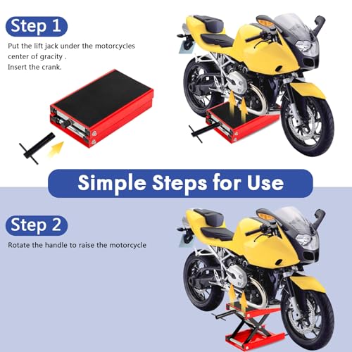 SUNROAD 1100 LB Motorcycle Quick Lift Jack for ATVs Dirt Bike Scooter Center Scissor Stand, Red