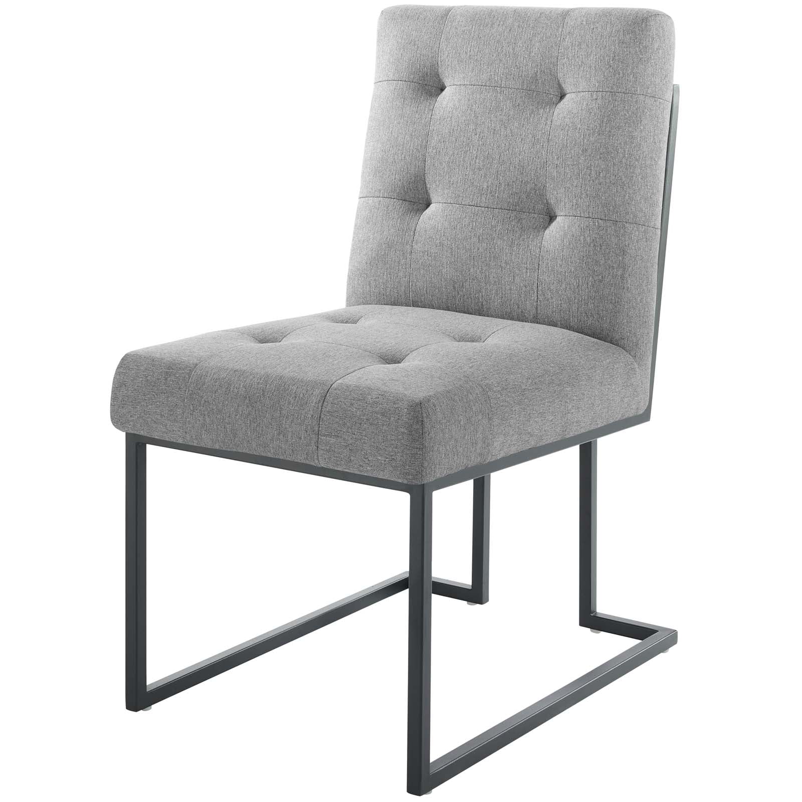 Contemporary Modern Urban Designer Dining Kitchen Room Side Chair, Fabric Metal Steel, Black Grey Gray