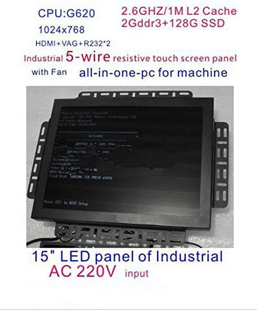 GOWE All in one touch screen pc 15'' LED Touch high temperature 5 wire resistive touch screen standard with 4G RAM 256 G SSD