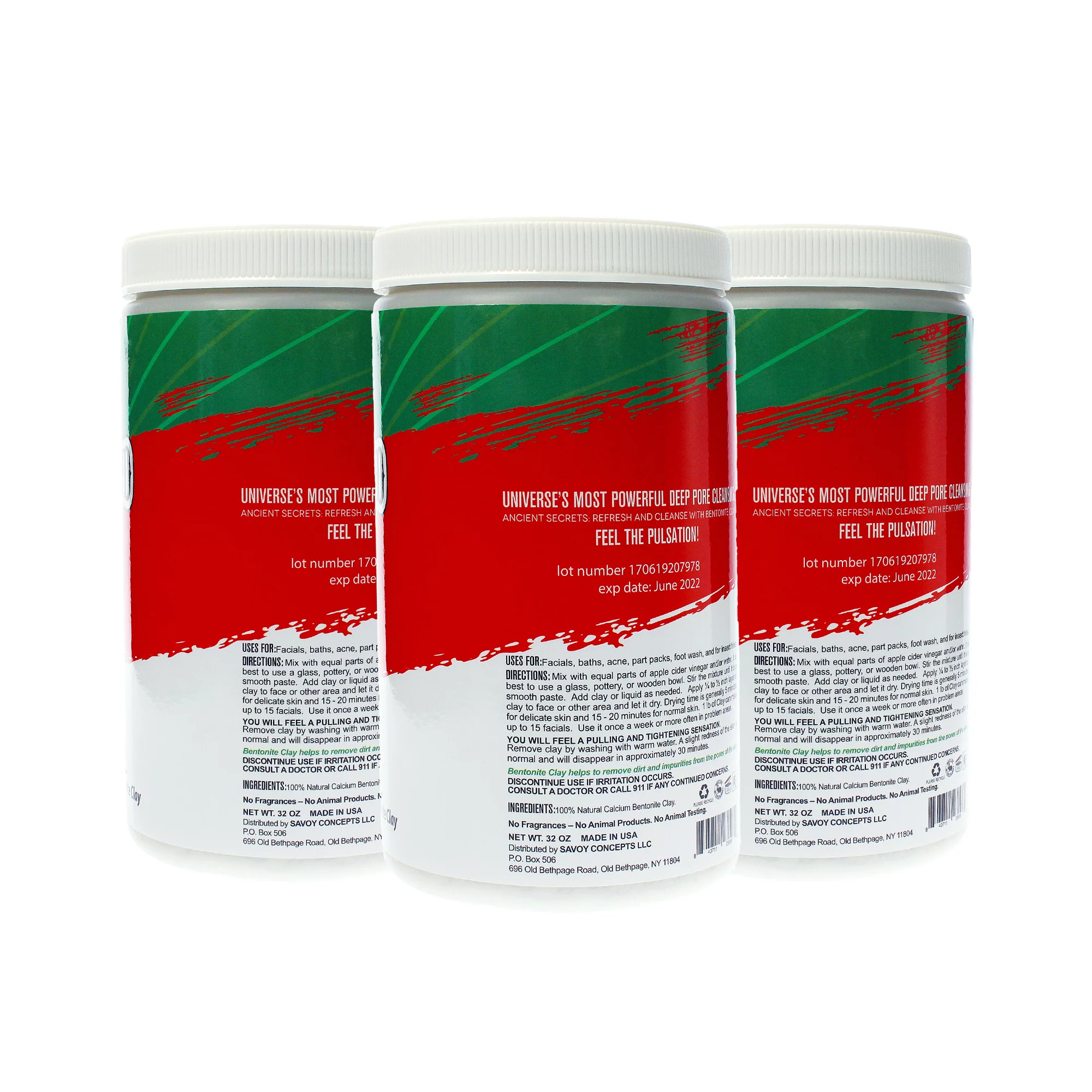 Mayan Magic Mud Powerful Deep Pore Cleansing Clay - Pack of 3 - 32 oz Cleanser