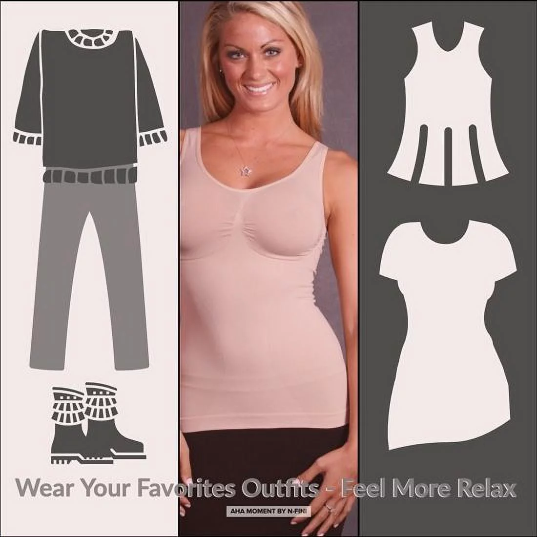 Aha Moment by n-fini 572 Women's Plus Shapewear Tank Top with Non-padded Wire-free Bra 3X/4X Nude