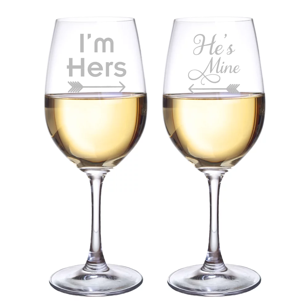 I'm Hers and He's Mine Wine Glasses, Set of 2