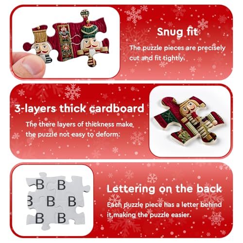 Christmas Puzzles 1000 Pieces, Christmas Nutcrackers Jigsaw Puzzle, Xmas Winter Holiday Puzzle Challenge for Adults