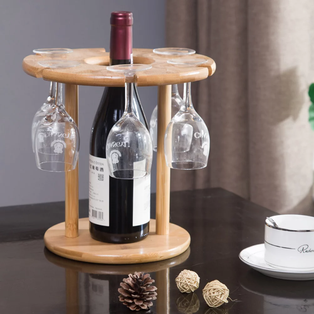 Wine Glass Drying Rack Nature Solid Wooden European Style Wine Rack Decoration Wine Glass Holder Upside Down Hanging Goblet Rack(6 Holes)