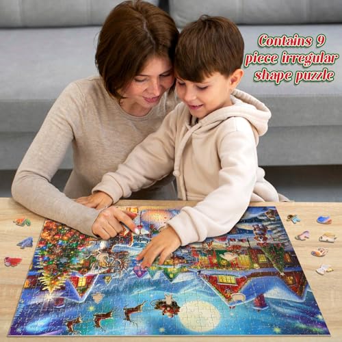 500 Piece Christmas Puzzle for Adults and Kids Santa's Secret Village Jigsaw Puzzle with Irregular Shape Christmas Puzzle Gift for Adults and Teens Family Challenging Puzzle Perfect for Game Nights