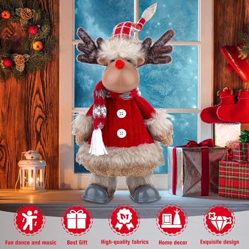 Electric Reindeer with Singing, Dancing, Christmas Animatronics Musical Reindeer, Christmas Plush Doll, Xmas Gift & Indoor Festive Decoration