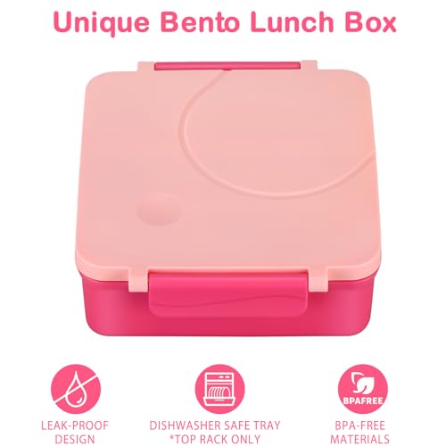 Bento Lunch Box Set for Kids with 8oz Soup Thermo, Leak-Proof Lunch Containers with 4 Compartment, Kids Thermo Hot Food Jar and Insulated Lunch Bag for Kid to School-Black