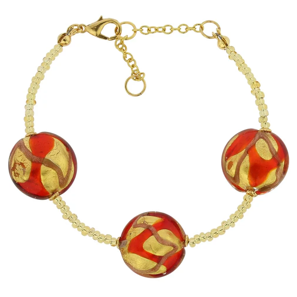 GlassOfVenice Murano Glass Royal Bracelet - Gold and Red