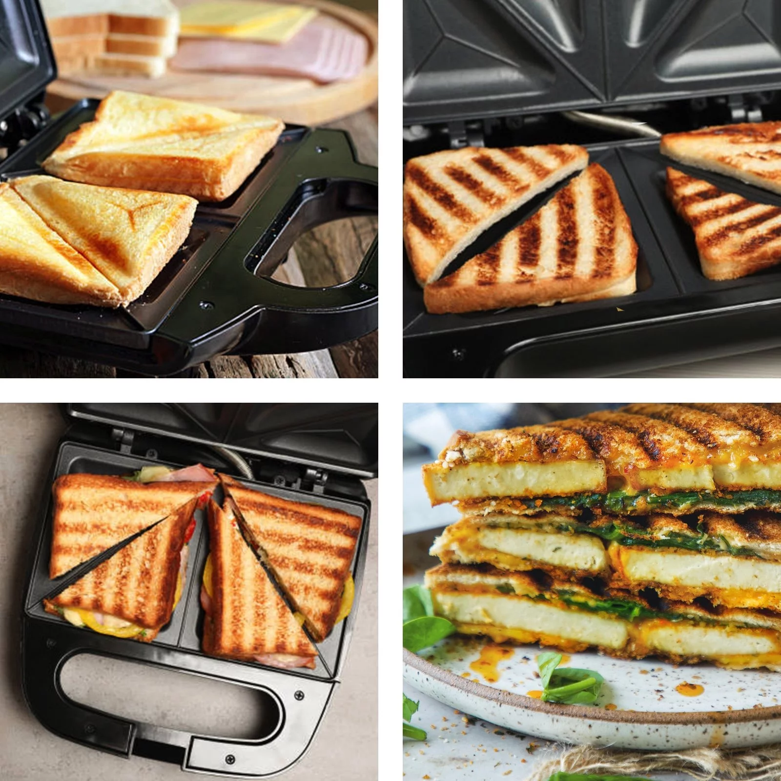 Beille Kitchen Cooking Sandwich Maker Toaster with Non-Stick Stainless Steel Plates