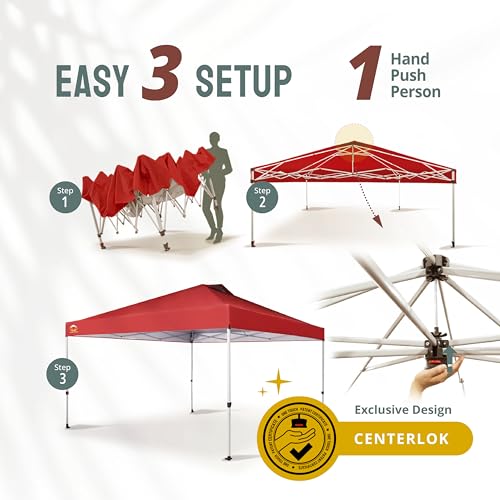 CROWN SHADES 10x10 Pop Up Canopy - Beach Tent with One Push Setup - Easy Outdoor Sun Shade for Events, Parties, Camping - Gazebo with STO-N-Go Cover Bag, Silver Coated Top, White