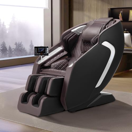VEVOR Massage Chair, 4D Full Body Zero Gravity Recliner with SL Track, Yoga Stretch, AI Voice Control, Heat, Foot Roller, Retractable Pedal, 36 Airbags, LCD, Armrest Controls, Rolling Base