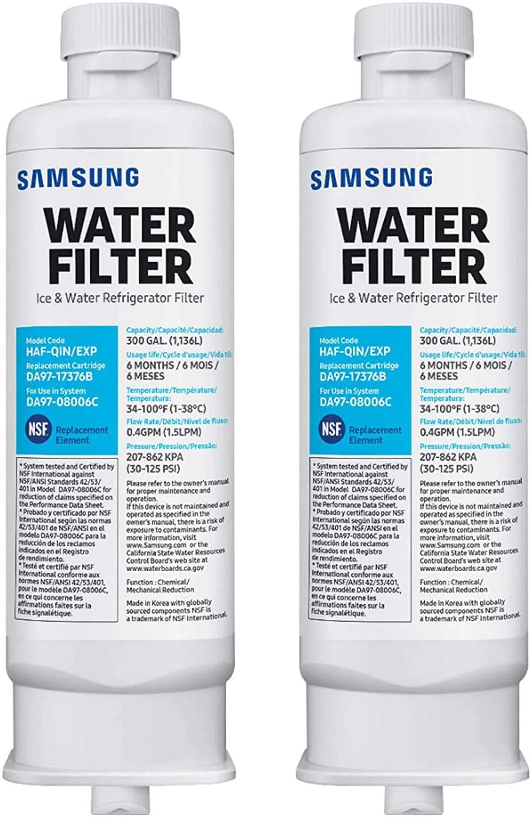 2 Pcs Replacement For HAF-QIN/EXP, DA97-17376B, DA97-08006C, HAF-QIN Refrigerator Water Filter