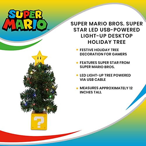 Nintendo Super Mario Bros. Super Star LED USB-Powered Light-Up Desktop Holiday Tree
