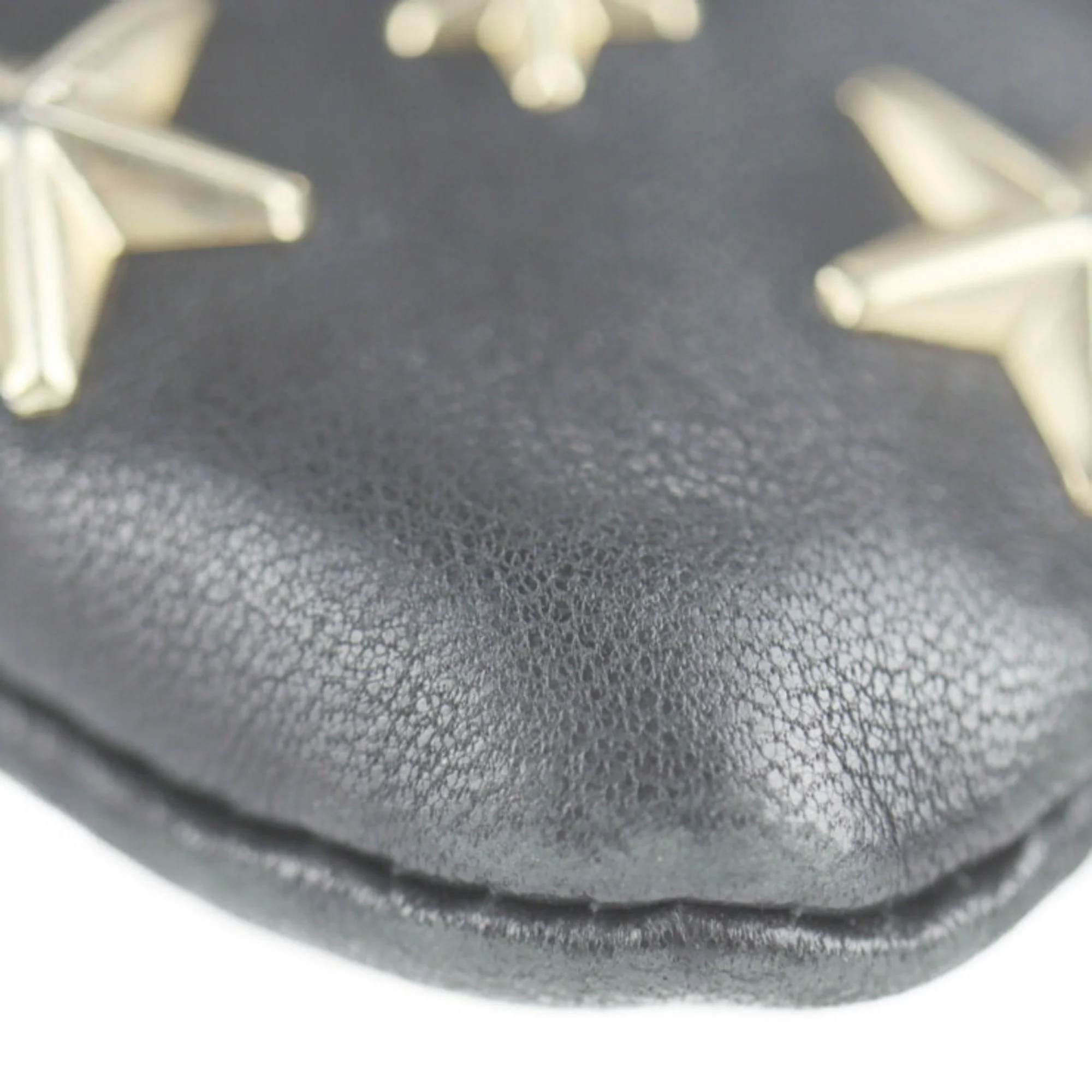 Pre-Owned JIMMY CHOO Jimmy Choo DEREK Derek second bag leather black gold metal fittings star studs clutch (Good)