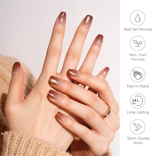 DANNI & TONI Semi Cured Gel Nail Strips Christmas Santa Claus Snowflakes Cat Eye Gel Nail Wraps 28 Stickers | Mistletoe Meow