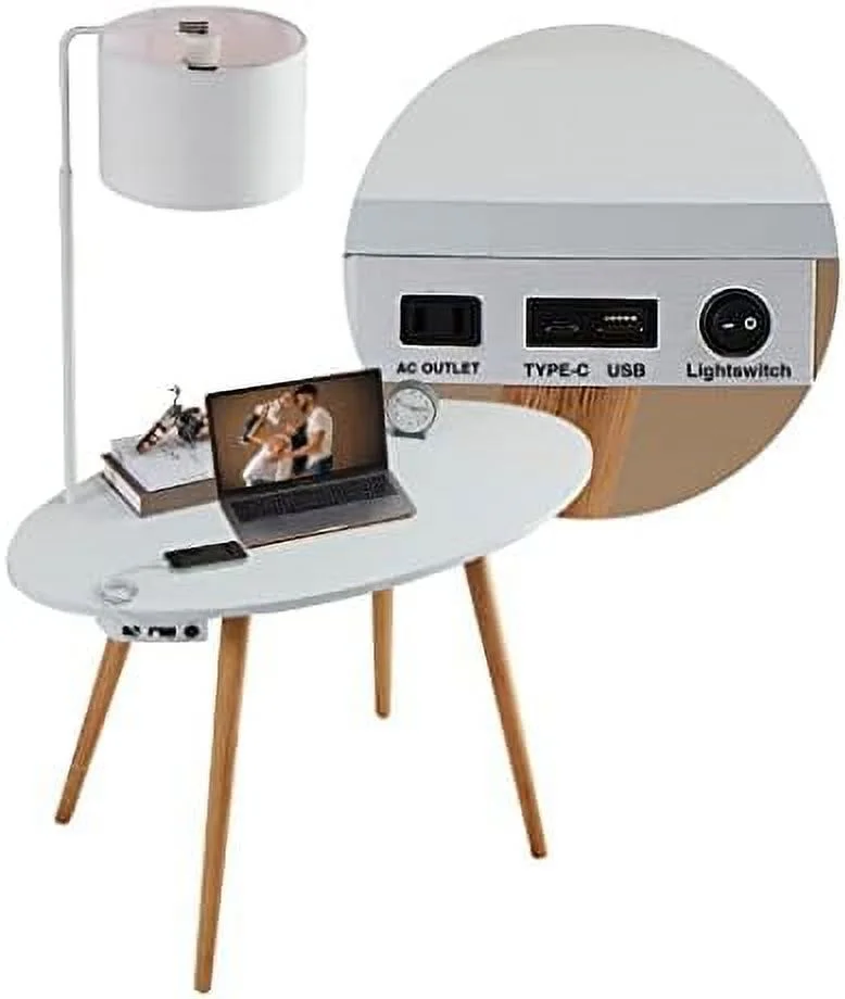 KHBIULIFE Future 39" Mid Century Desk for Home Office  Office Desk with USB Charging Station  Mid Century Modern Desk with Wireless Charging  USB  and USB-C Ports