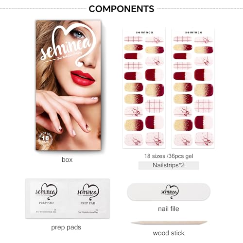 Semi Cured Gel Nail Strips-Easy Apply Christmas Gel Nail Stickers Holiday Semi Cured Manicure Strips with Sparkling Xmas Designs (Classic Yule)