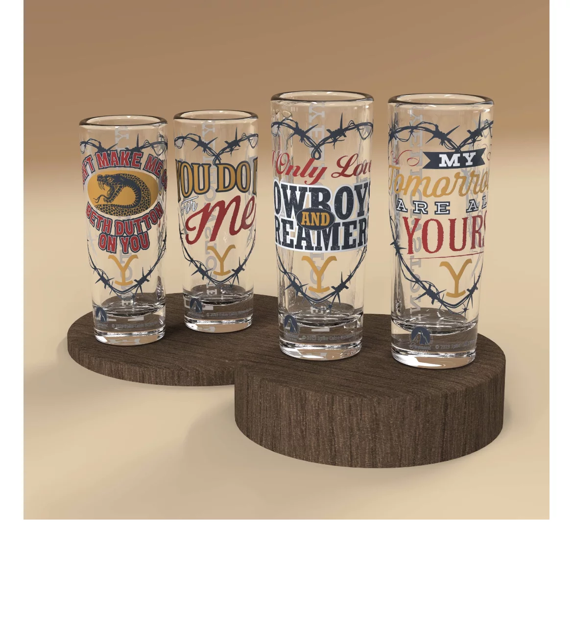 Zak Designs 2 Ounce 4-piece Valentine Mini Glass set, Yellowstone