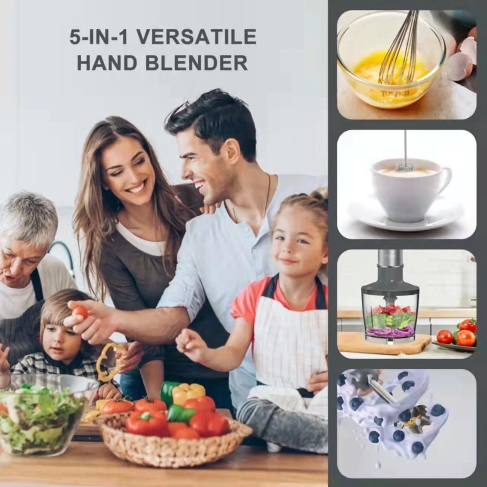 Electric Stirrer by OWSOO-5-in-1 Multifunctional Handheld Blender, 6 Speeds