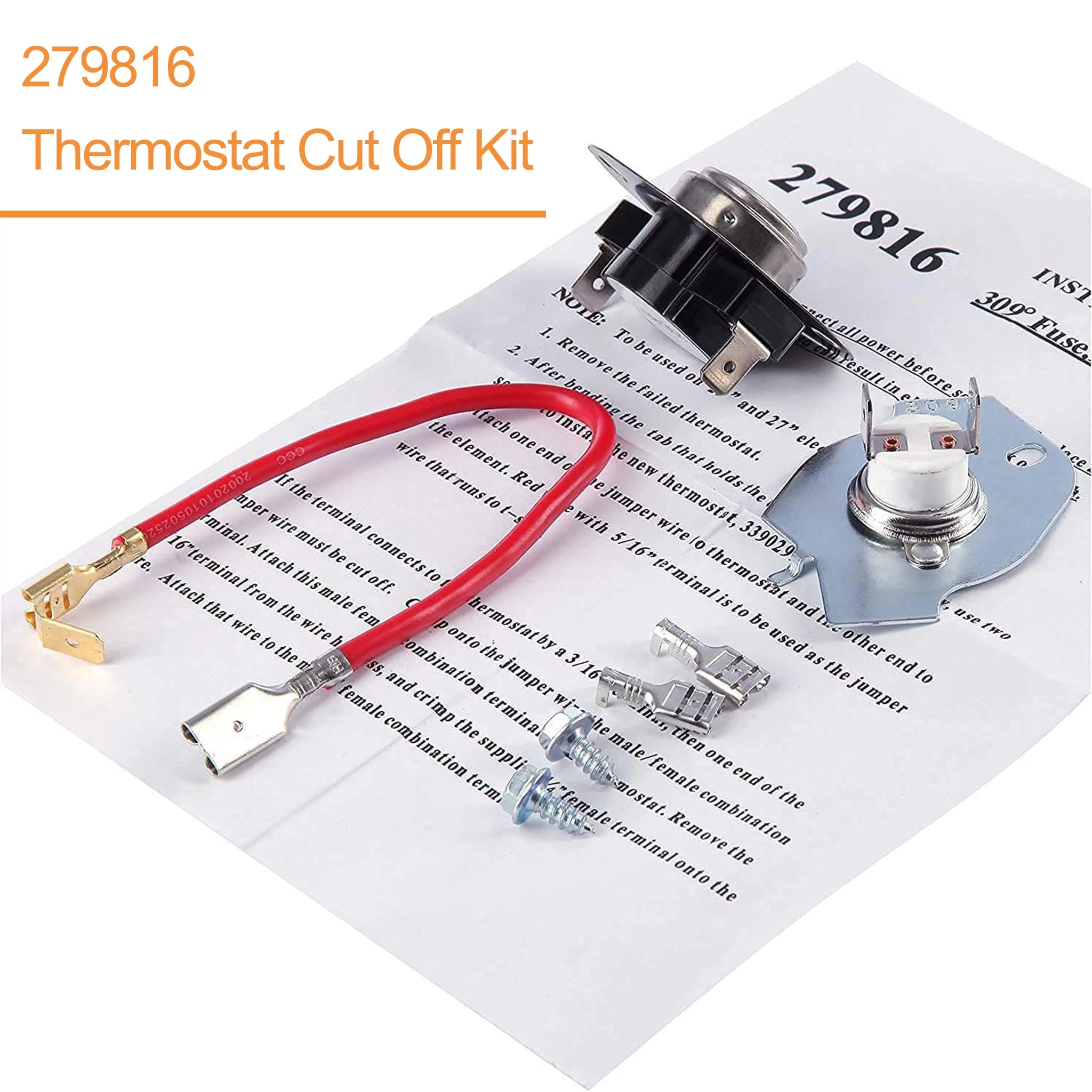 Beaquicy 8544771 Dryer Heating Element and 279816 Thermal Cut-Off Kit for Whirlpool Dryers