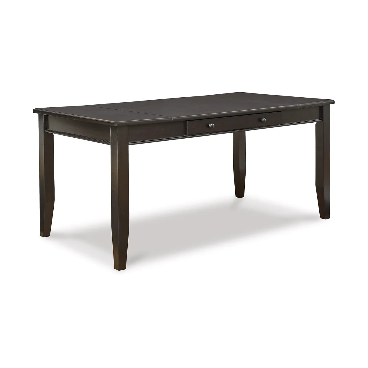 66 Inch Rectangular Lift Top Dining Table, Black Wood Frame, Single Drawer