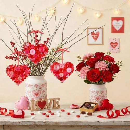 Soulchen 12 Sets Button Christmas Tree Craft Kits Make Your Own Button Christmas Tree Decorations DIY Xmas Hanging Ornament for Holiday Stocking Filler Gift Decor(Green)