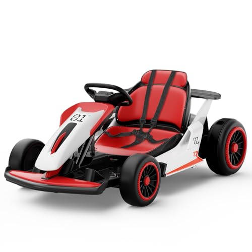 Planet X8 24V Electric Go Kart, 2x150W Drift Kart for Big Kids, 5-Point Safety Belt with Soft Start, Up to 8 MPH Racing Speed, 7AH Large Battery, Power Display, Wireless, Music