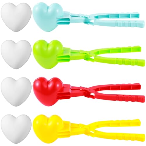 Civaner 4 Pieces Winter Snow Toys Kit Snow Ball Maker Shape Snowball Maker Outdoor Winter Beach Toy for Outdoor Activities(Dinosaur, Heart, Duck, Snowman)