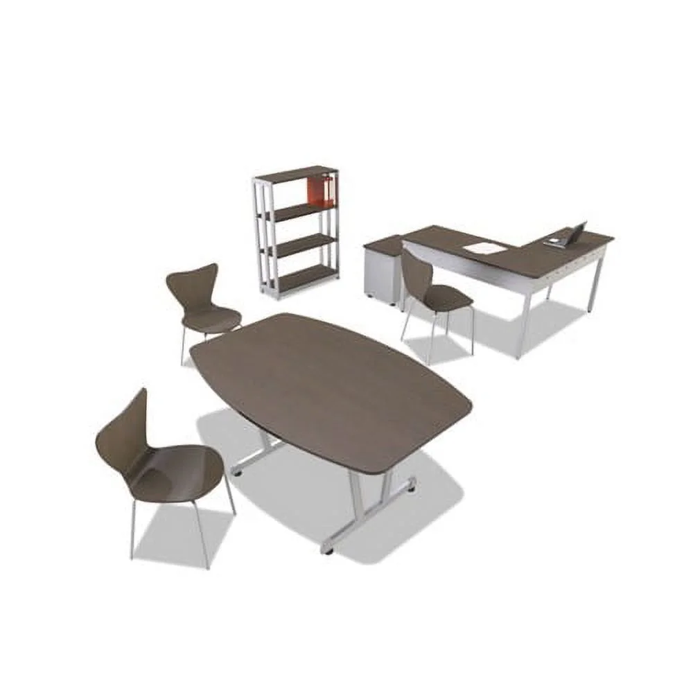 Trento Line Rectangular Desk 59.13w x 23.63d x 29.5h, Mocha/Gray