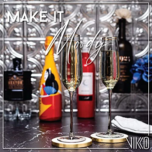 Vikko Champagne Flutes, 8.5 Ounce Toasting Champagne Flute, Smoked with Gold Rim, Crystal Clear Champagne Glasses, Set of 4 Elegant Sparkling Wine Glasses