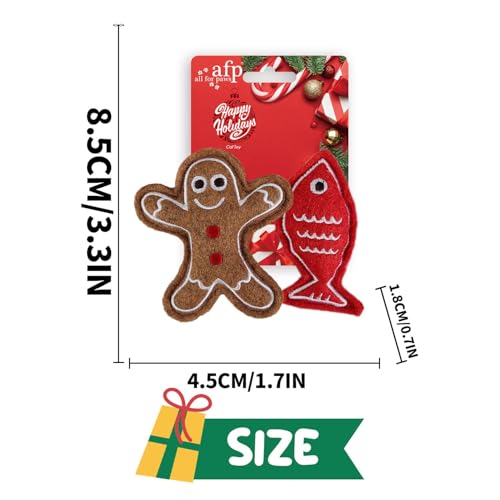 ALL FOR PAWS Cat Enticing Cat Christmas Toys with Crinkle Sound, Catnip-Filled Candy and Candy Cane Designs, 2-Pack Sets for Play, Bite and Chew Training