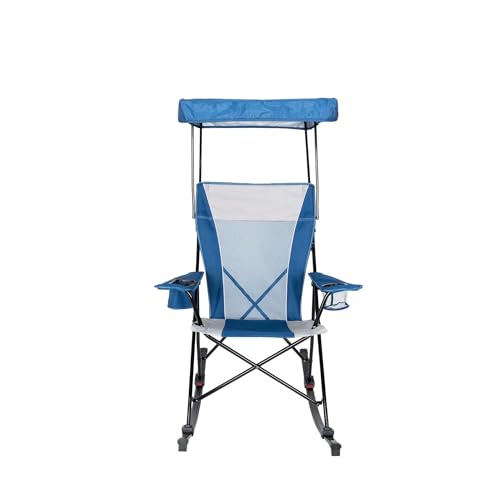 Outdoor Camping Chairs Mesh Tension Rocking Camp Chair with Canopy Detachable Rockers for Beach, Lawn, Outdoor Sports Portable Chair