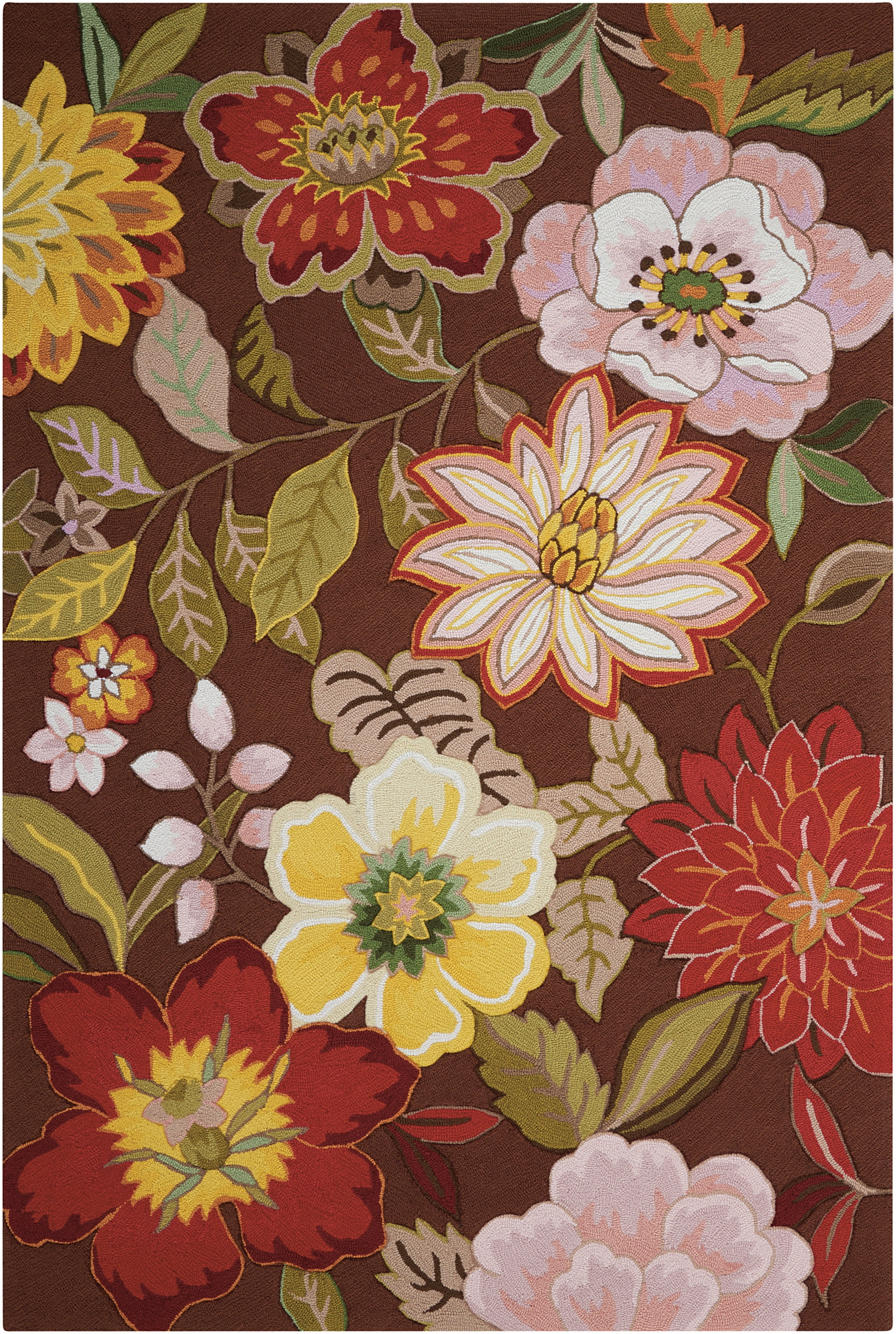 Nourison Fantasy Floral Chocolate 5' x 7'6
