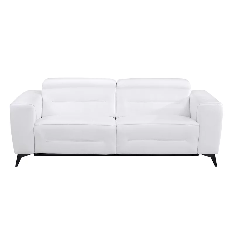Titan Furnishings Italian Leather Sofa with Power Recliner in White