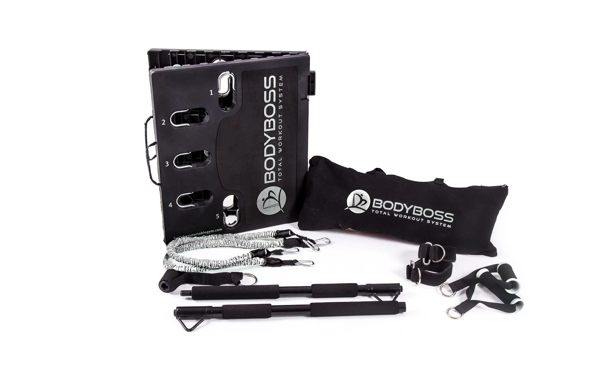 Restored BodyBoss Home Gym 2.0 - Full Portable Gym Home Workout Package - Silver (Refurbished)